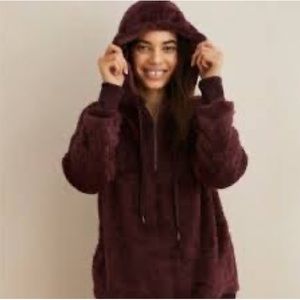 Aerie cozy quarter zip in purple NWT